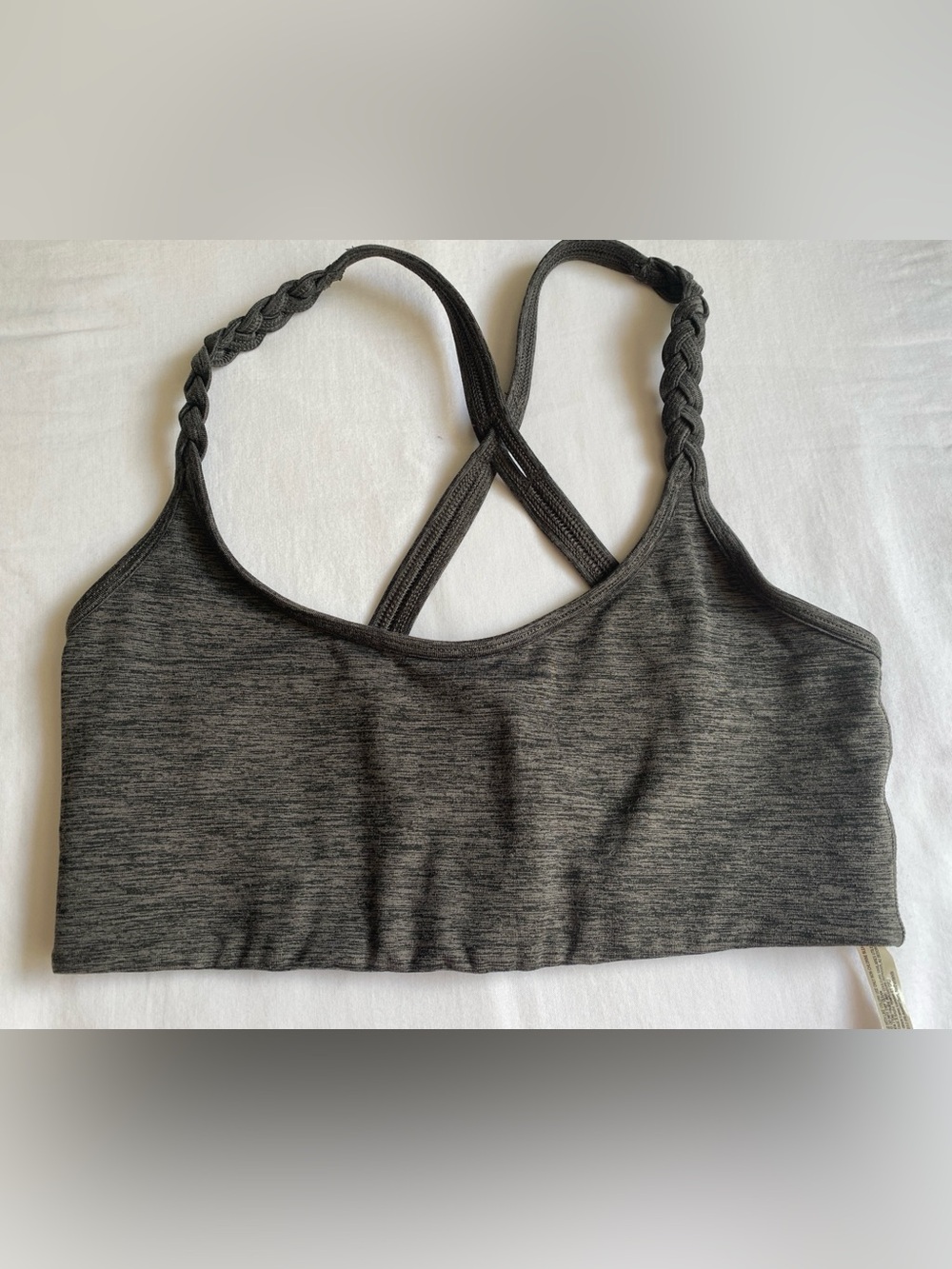 Free People Grey Heather Bra with Braided Straps Sm